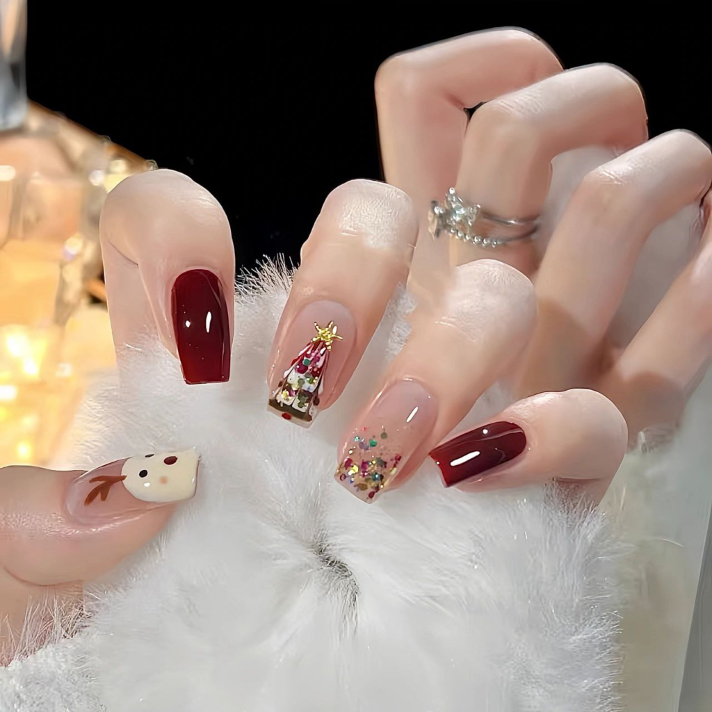 red christmas december nail designs and ideas