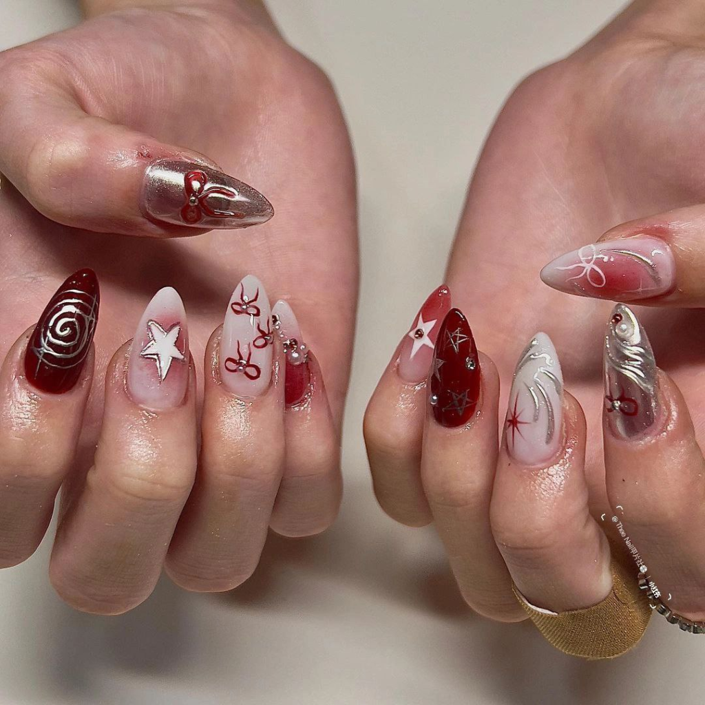 red christmas december nail designs and ideas