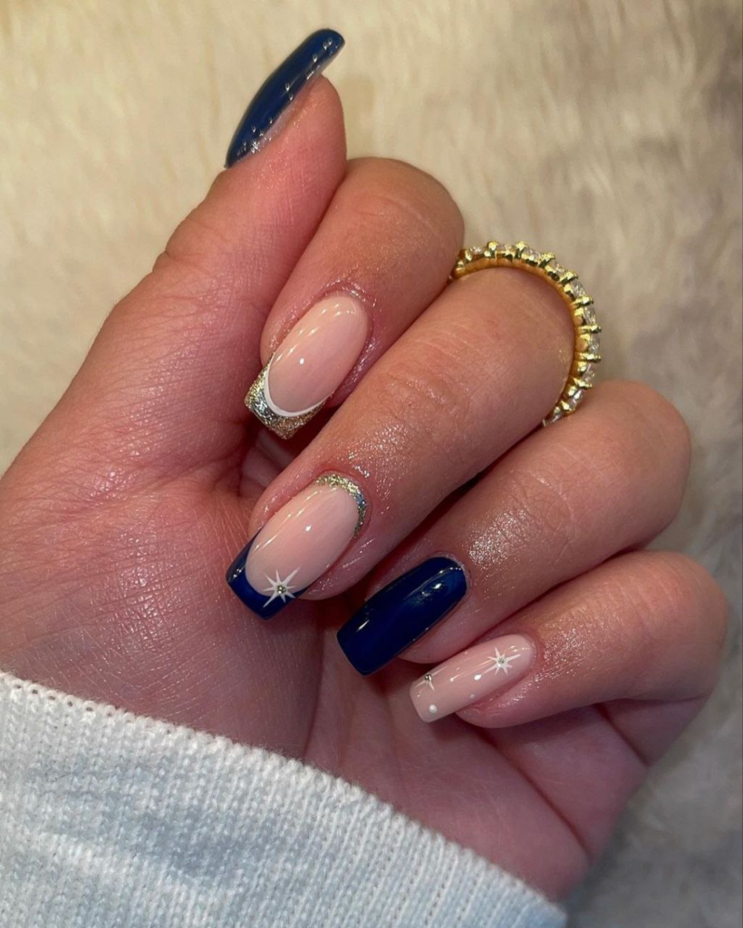 blue christmas december nail designs and ideas