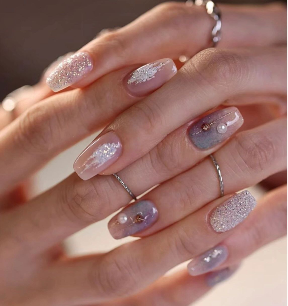 silver christmas december nail designs and ideas