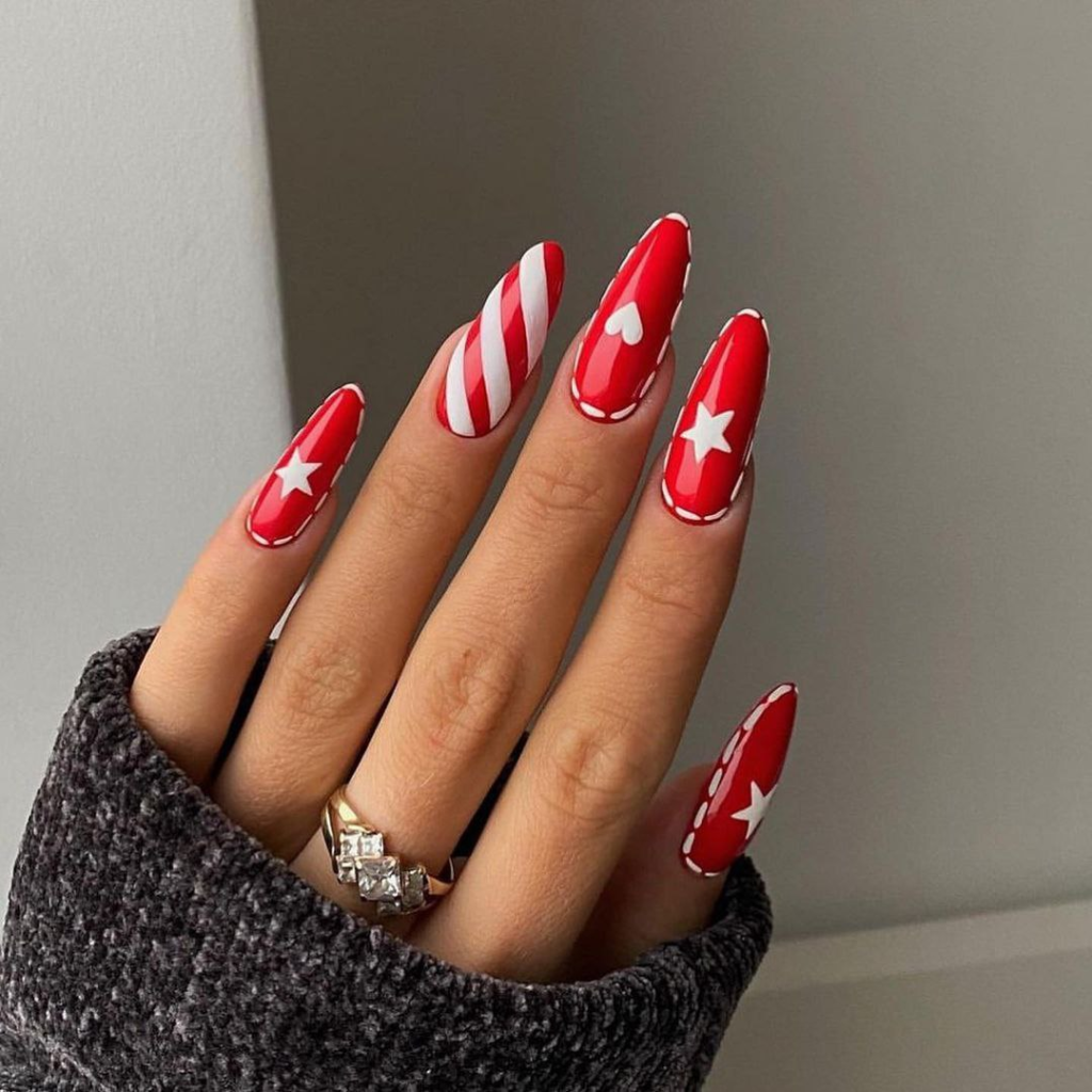 red christmas december nail designs and ideas