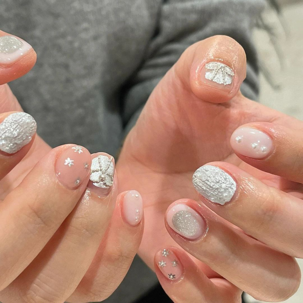 silver christmas december nail designs and ideas