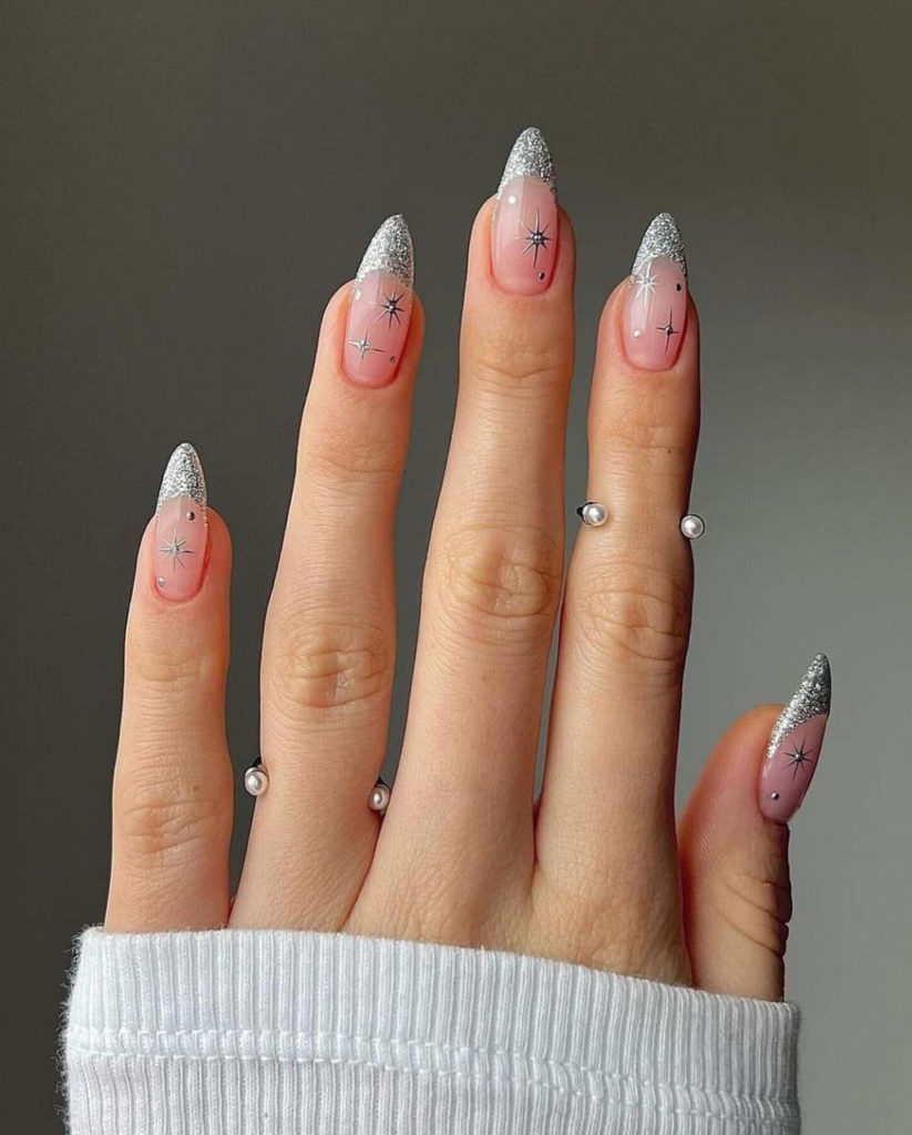 silver christmas december nail designs and ideas