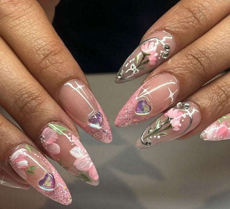 Floral Coquette Nails