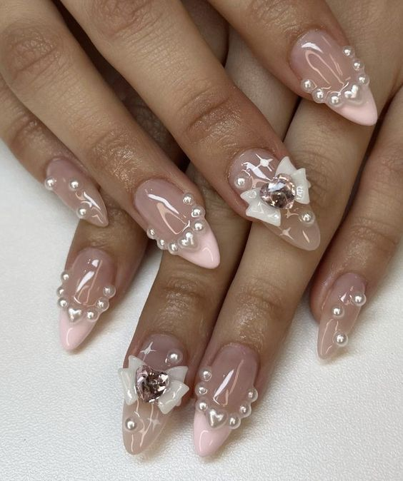 Pearl Coquette Nails