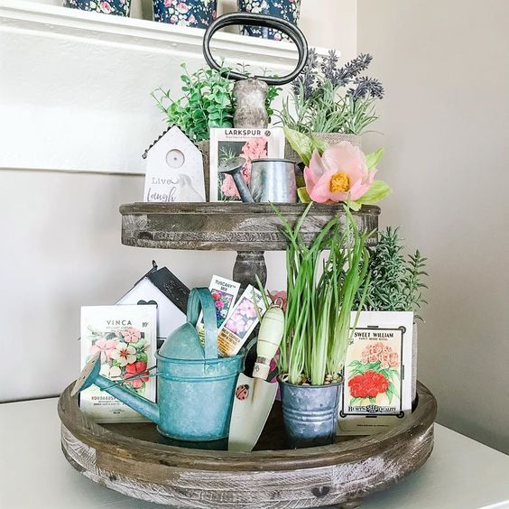 Two-Tiered Tray Decor Ideas for Easter