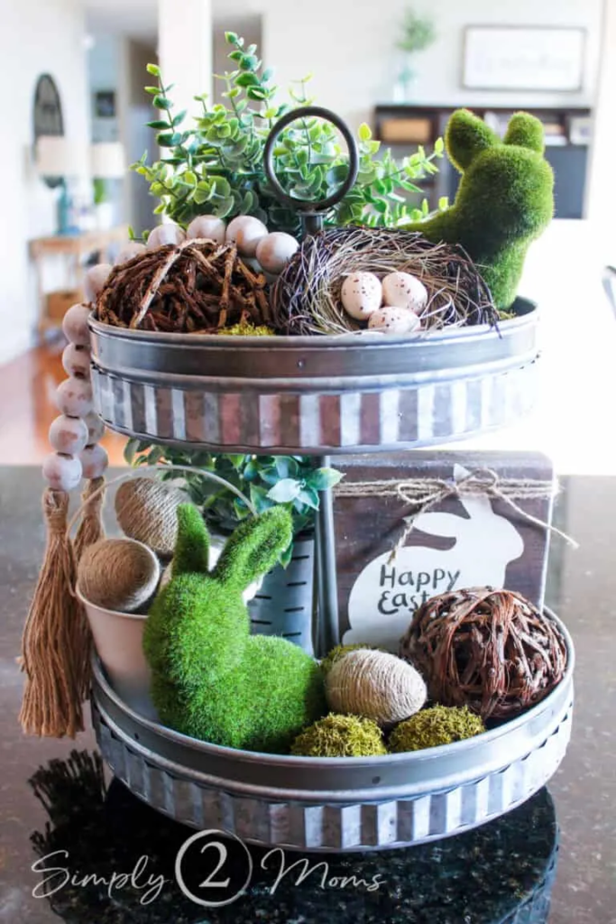 Two-Tiered Tray Decor Ideas for Easter