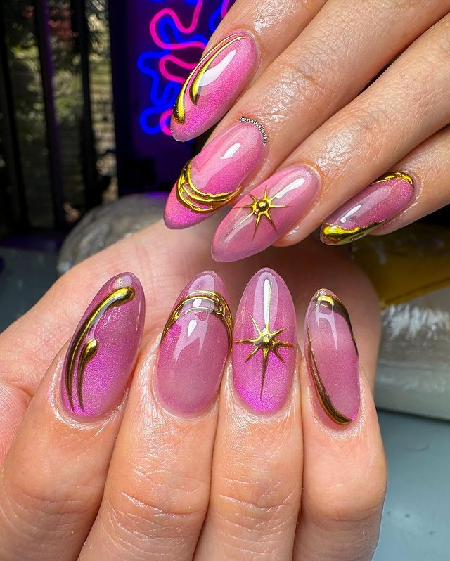9. Pink nail design by nailssjunkie—Want to rock pink nails but don't have great inspo? Here is the list of nail artists who have the best pink nail designs ever.