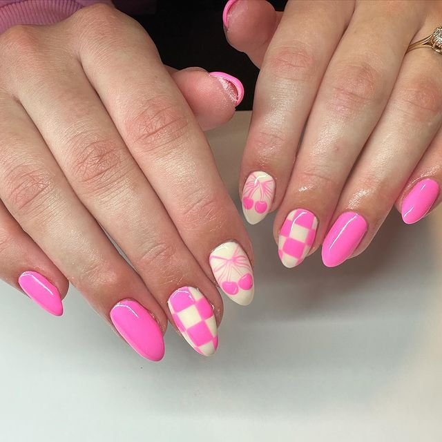 51. Pink nail design by ninns.nails—Want to rock pink nails but don't have great inspo? Here is the list of nail artists who have the best pink nail designs ever.
