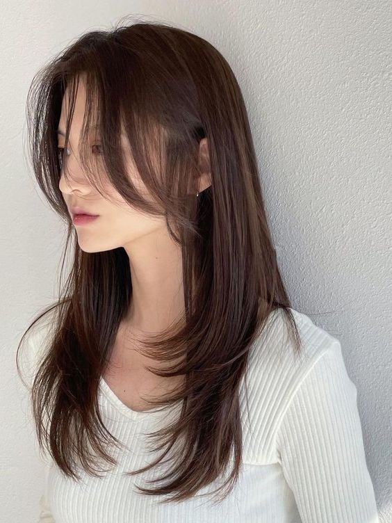 Chic and Trendy Korean Haircut Ideas: 6. Curtain Bangs: Soft and Romantic